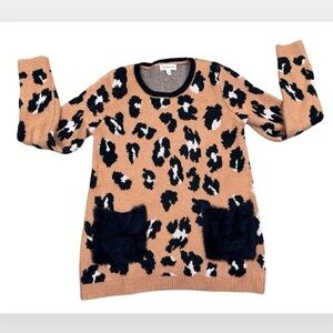 Tucker + Tate Leopard Animal Sweater Top Shirt Girls Size 8 Brown Black